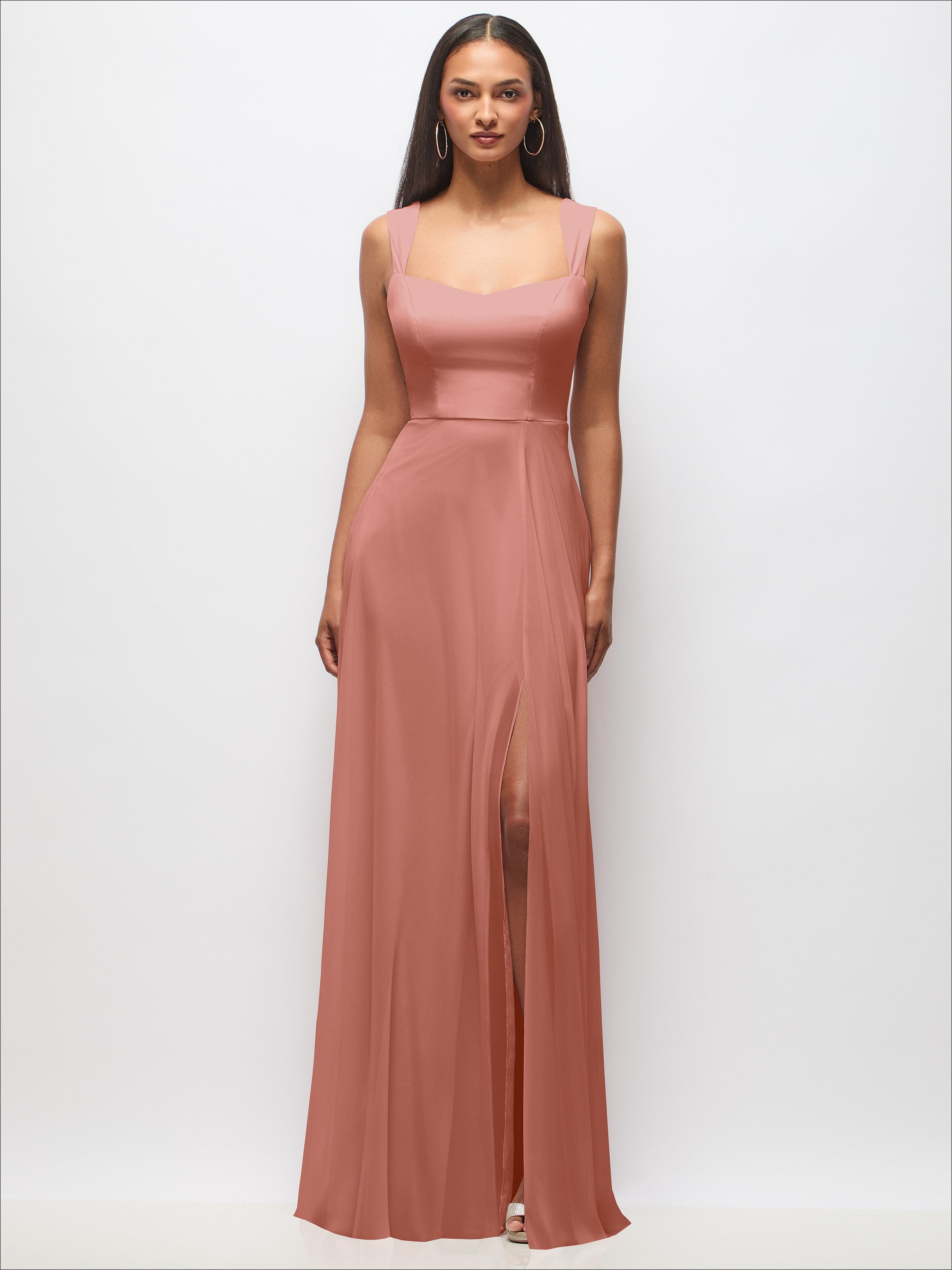 Contoured Wide Strap Sweetheart Maxi Dress