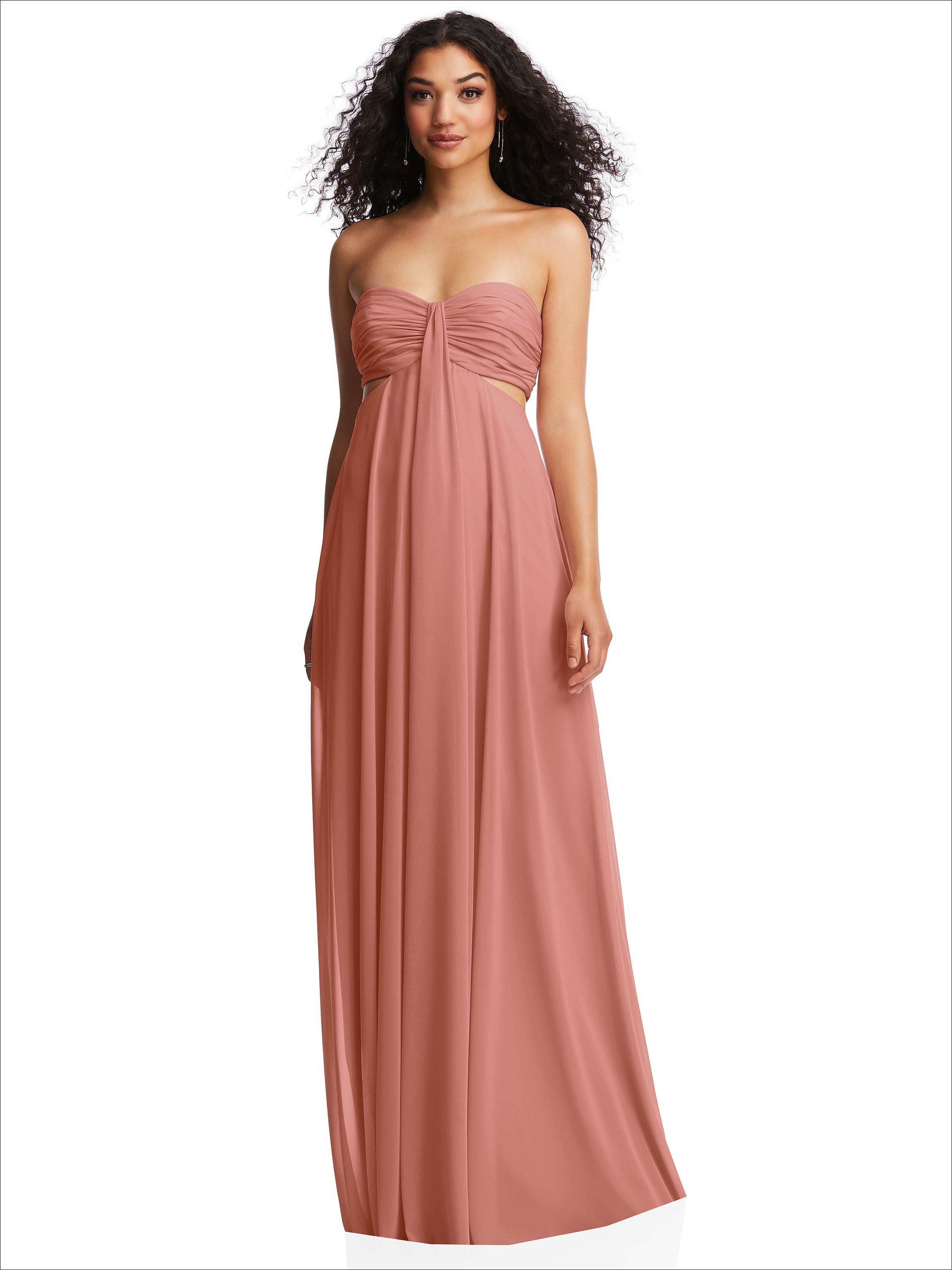 dessy group strapless empire waist cutout dress Maxi with Covered Button Detail Pick a Size:S Feature: Quick Dry Halter dress Chic Ivory Wedding Dress A dreamy modified full