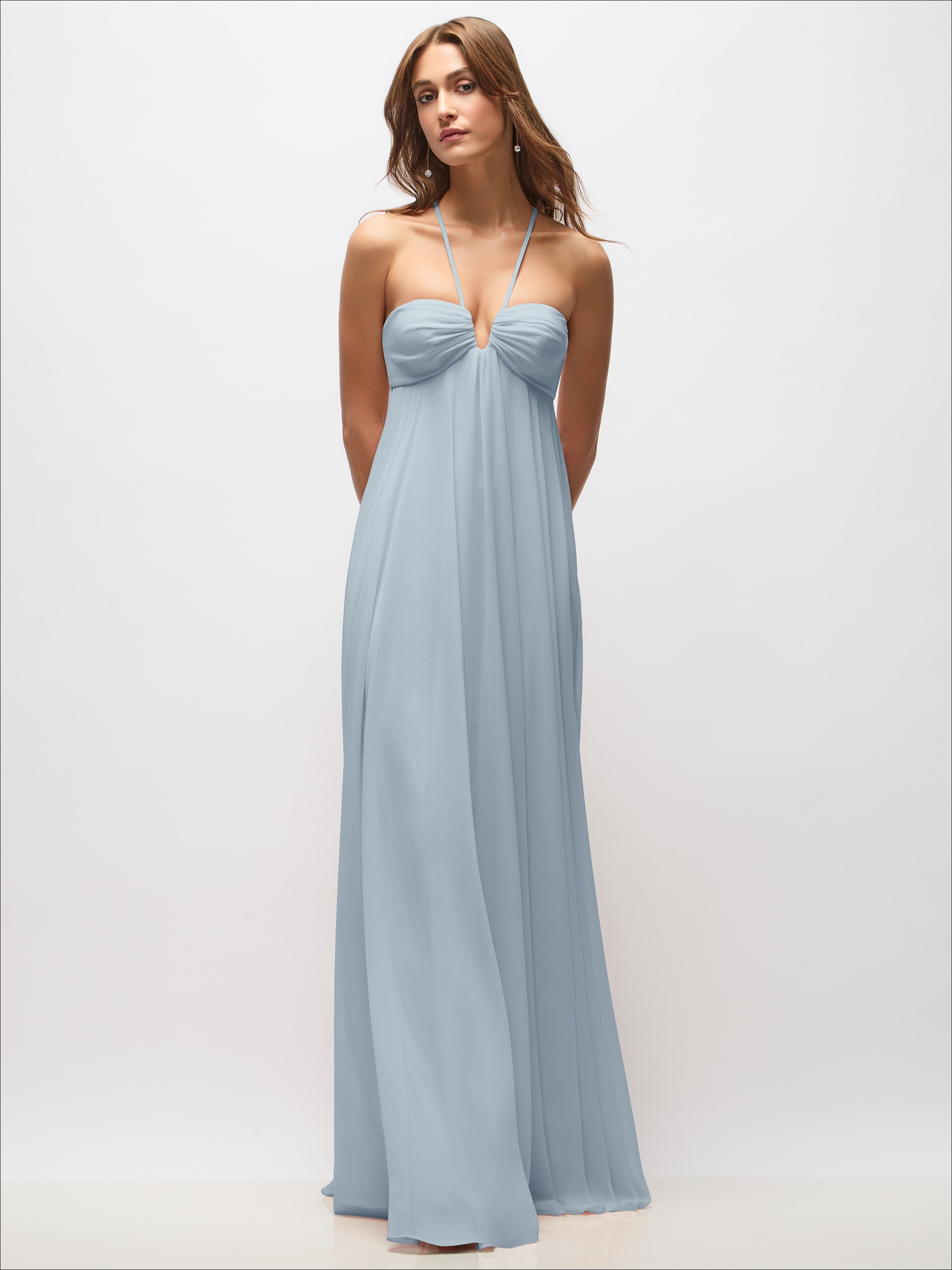 halter empire waist maxi dress Chiffon with Convertible Spaghetti Stra pcat-339