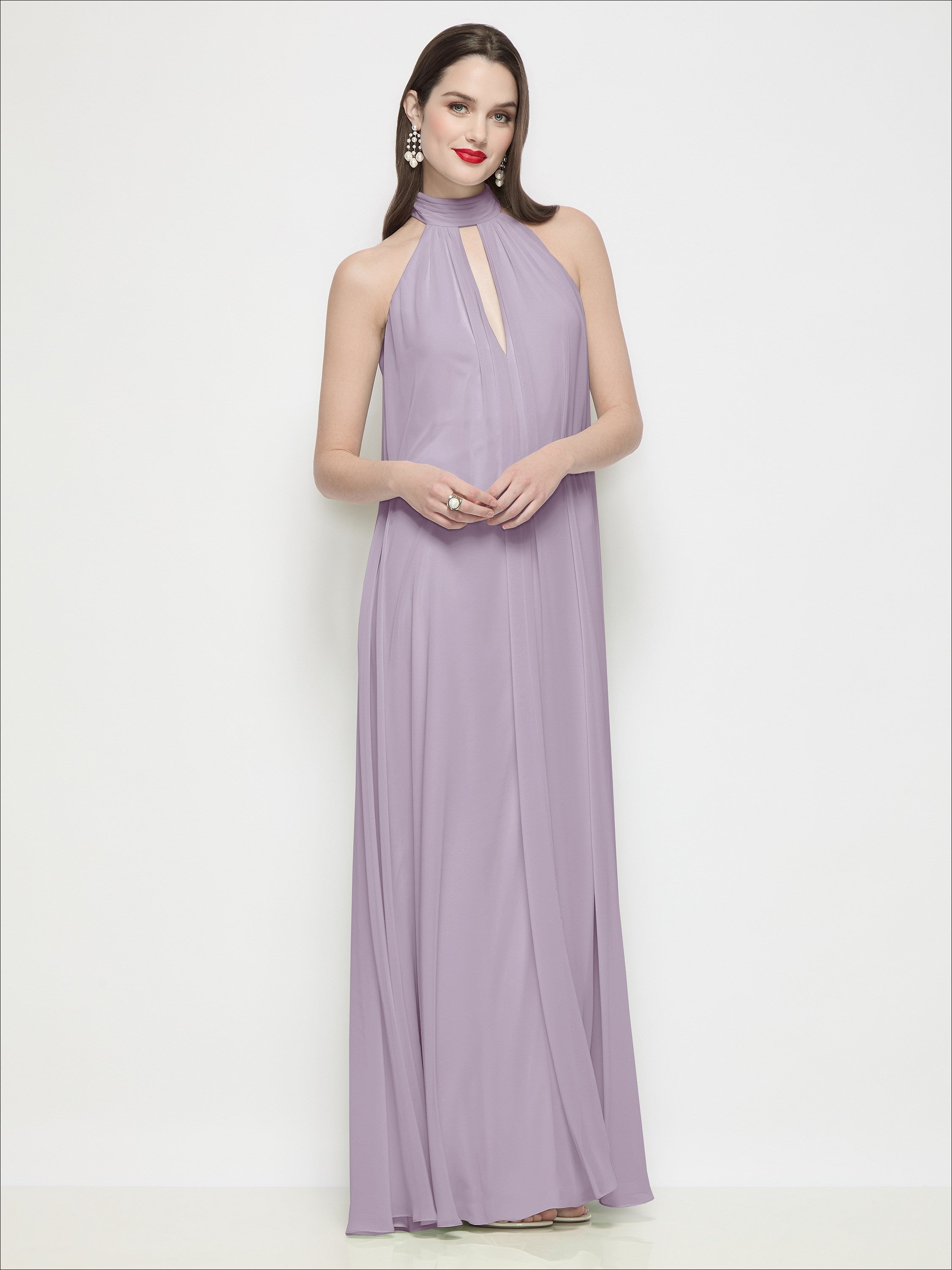 dessy halter neck bridesmaid dress Slip-On Shirred Chiffon Trapeze halter neck dress
