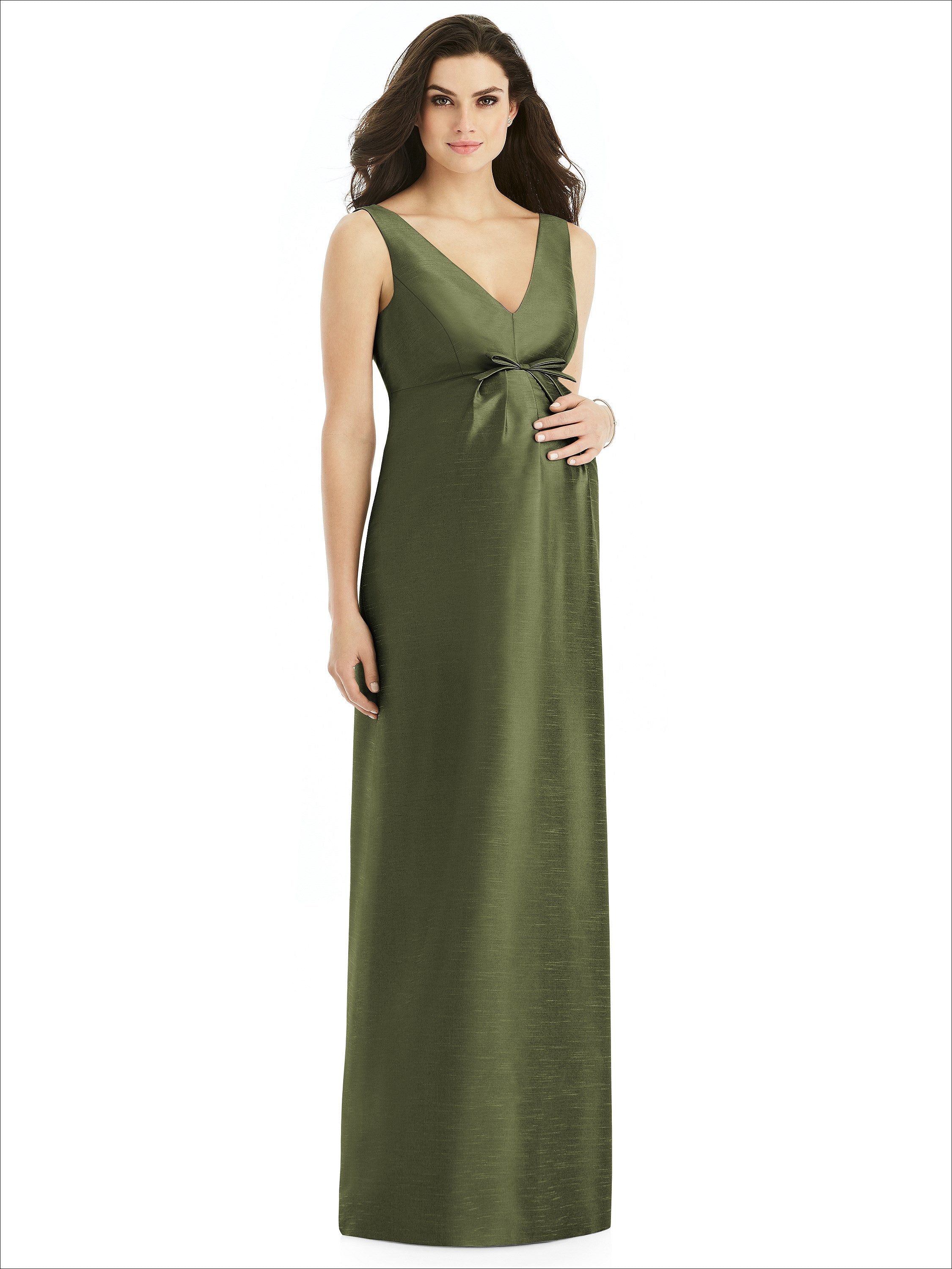 Sleeveless Satin Twill Maternity Dress