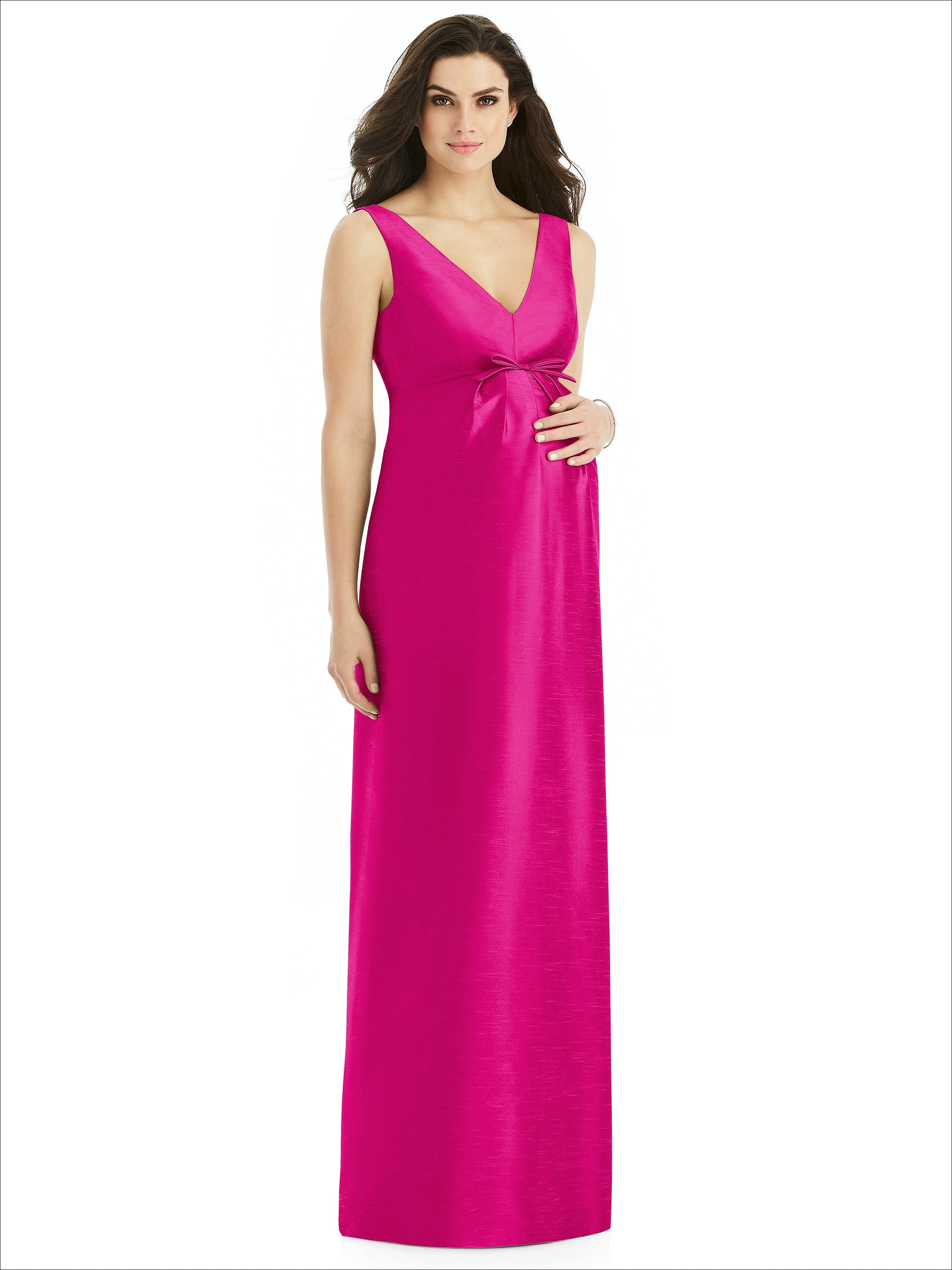 Sleeveless Satin Twill Maternity Dress