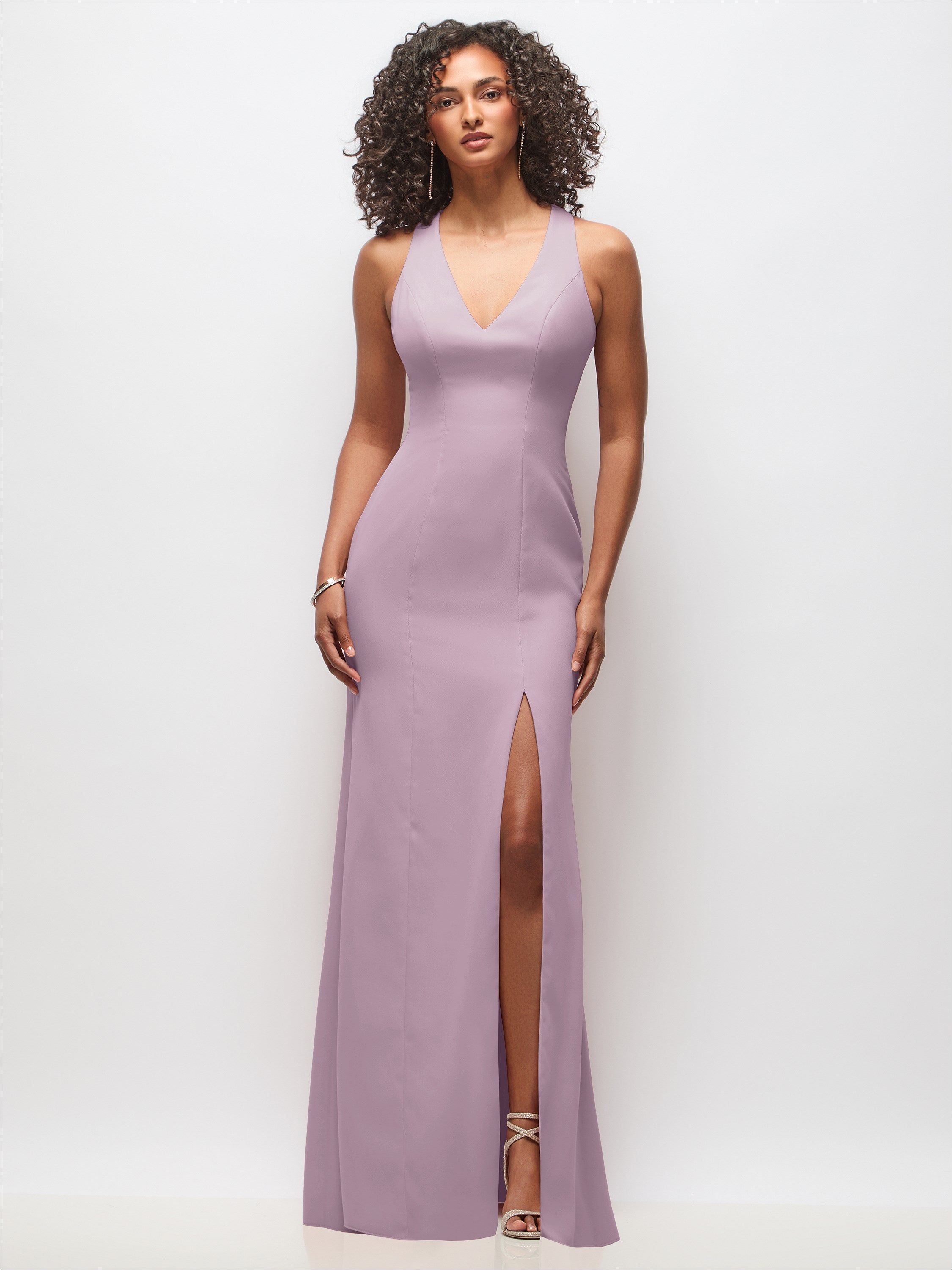 long chiffon dress with low crisscross back Criss-Cross Cutout Maxi Front Slit short-name:Cupro Deep Purple The pleated bodice flows Maxi Cocktail Dress in Pink Dress style:Without Shawl