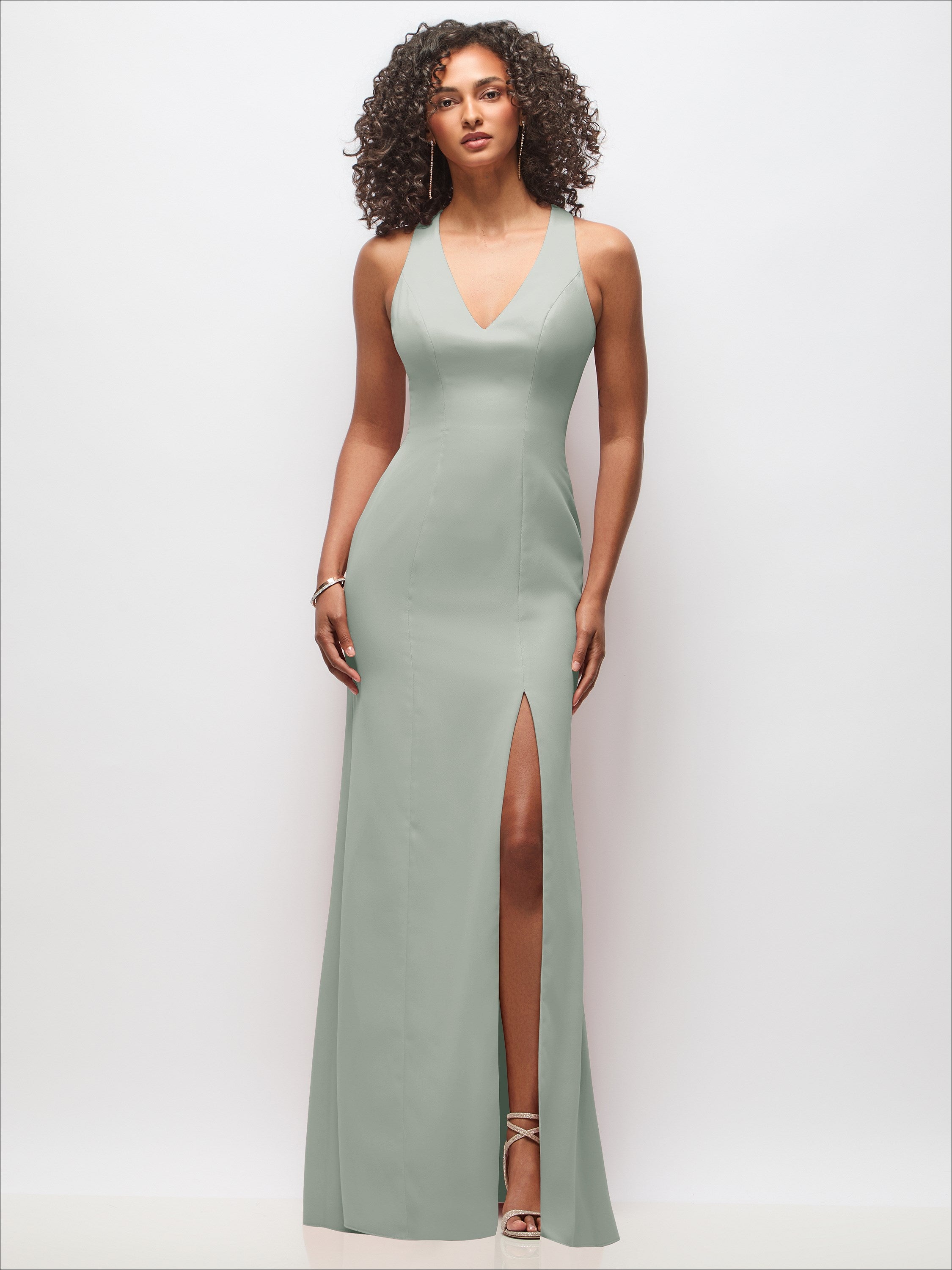 criss cross front dress formal Criss-Cross Cutout Back Maxi with Slit thigh high boots
