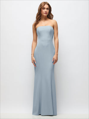 Strapless Fit and Flare Crepe Maxi Dress