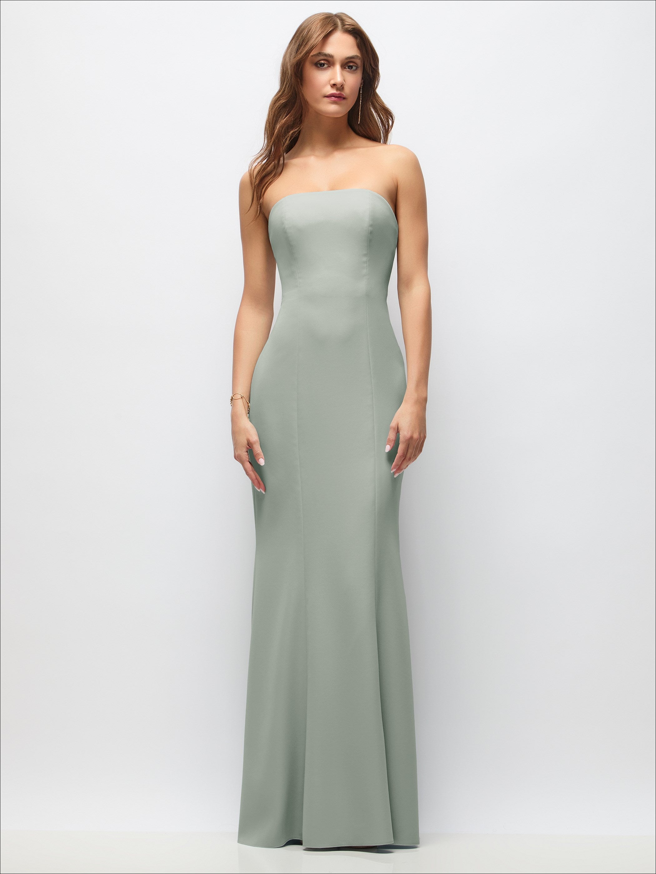 light green strapless dress Fit and Flare Crepe Maxi Web Collection: Bahamas