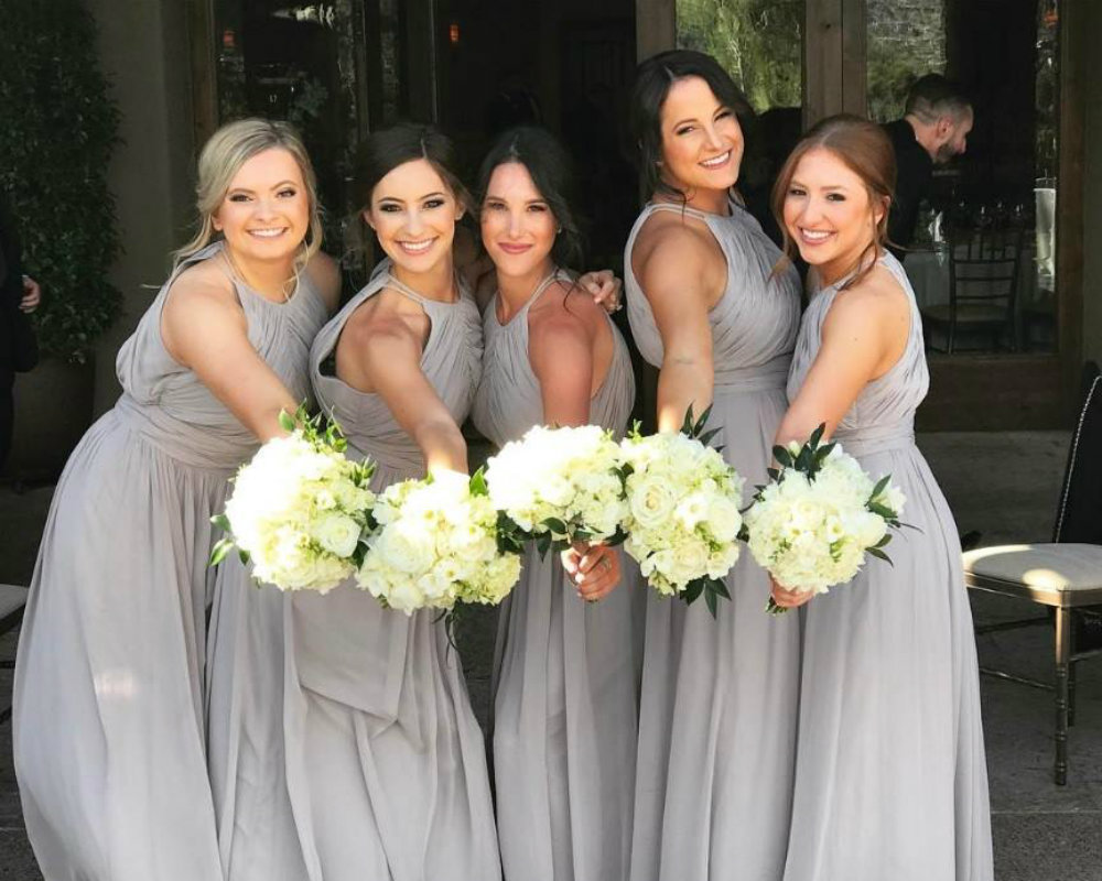grey bridesmaid dresses by Dessy