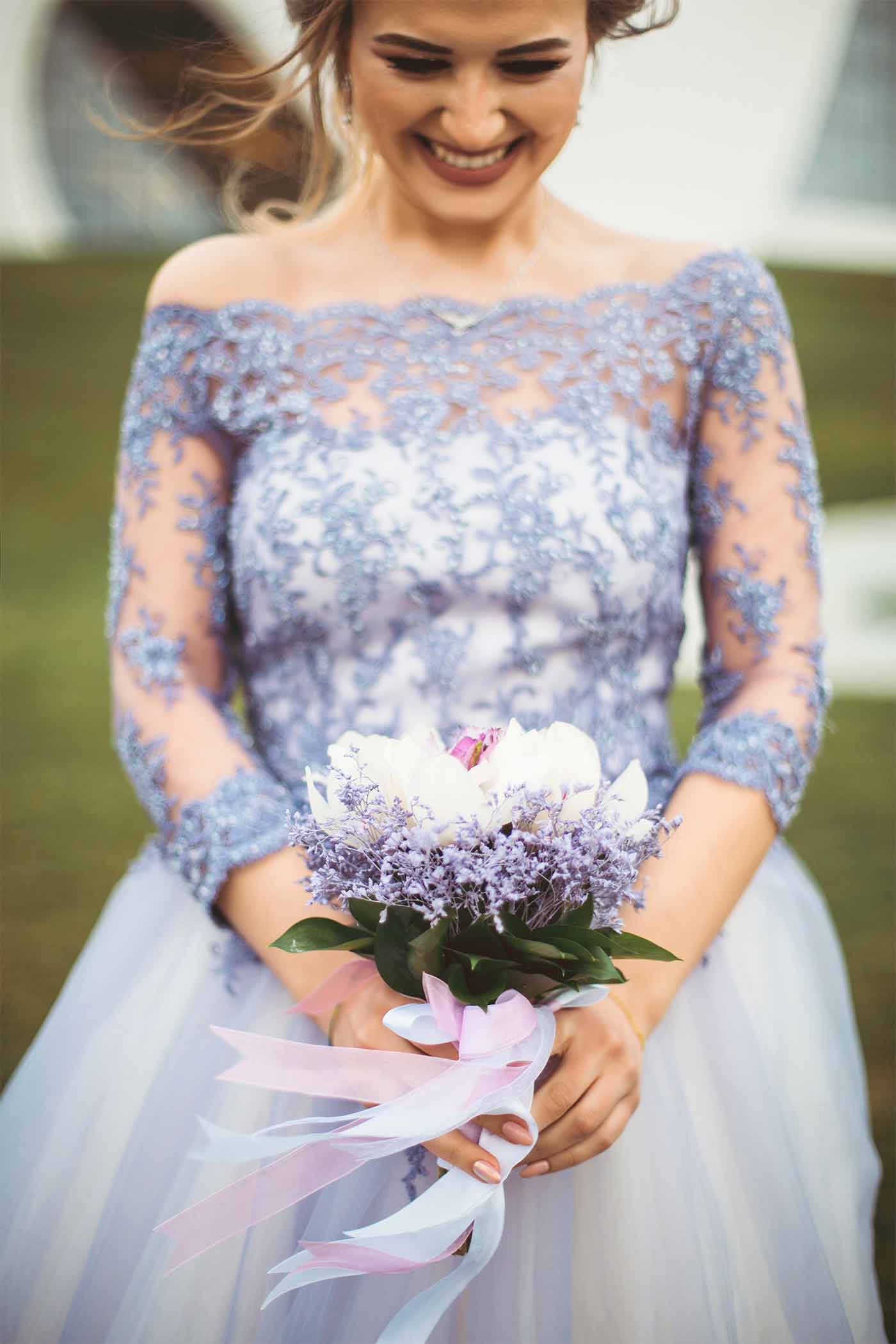 beautiful blue wedding dress