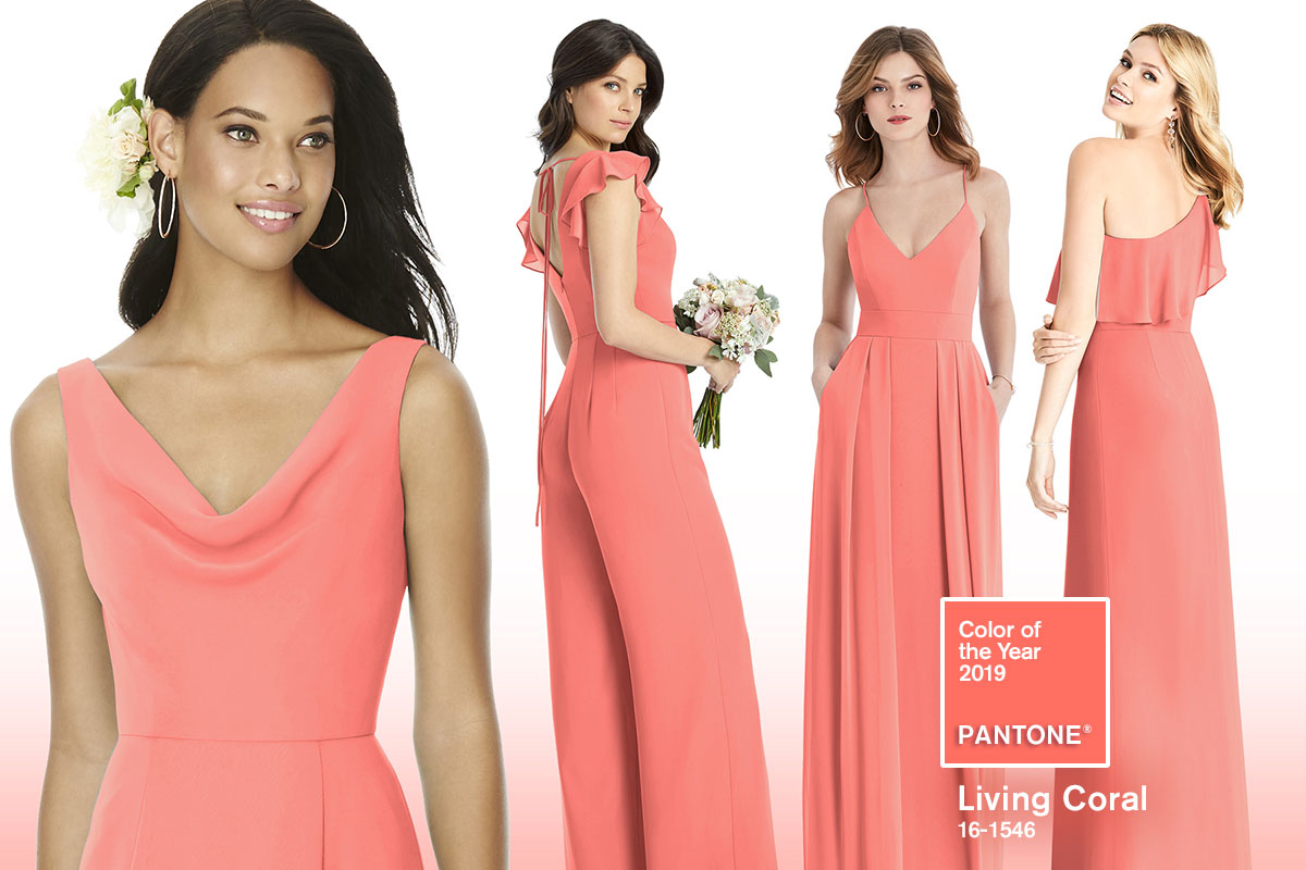 Pantone Color of The Year 2019 - Living Coral Bridesmaid Dresses