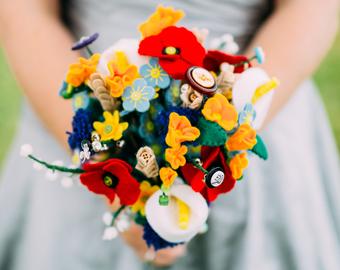 felt button bouquet
