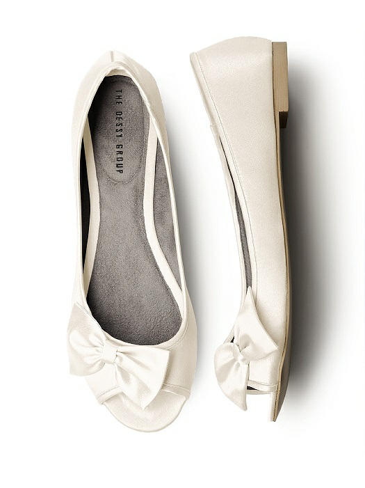 Open-Toe Ballet Flats with Bow