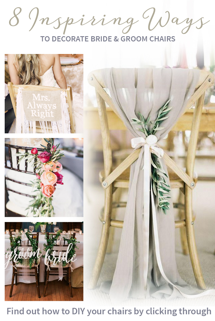 Eight inspiring ways to decorate bride and groom chairs