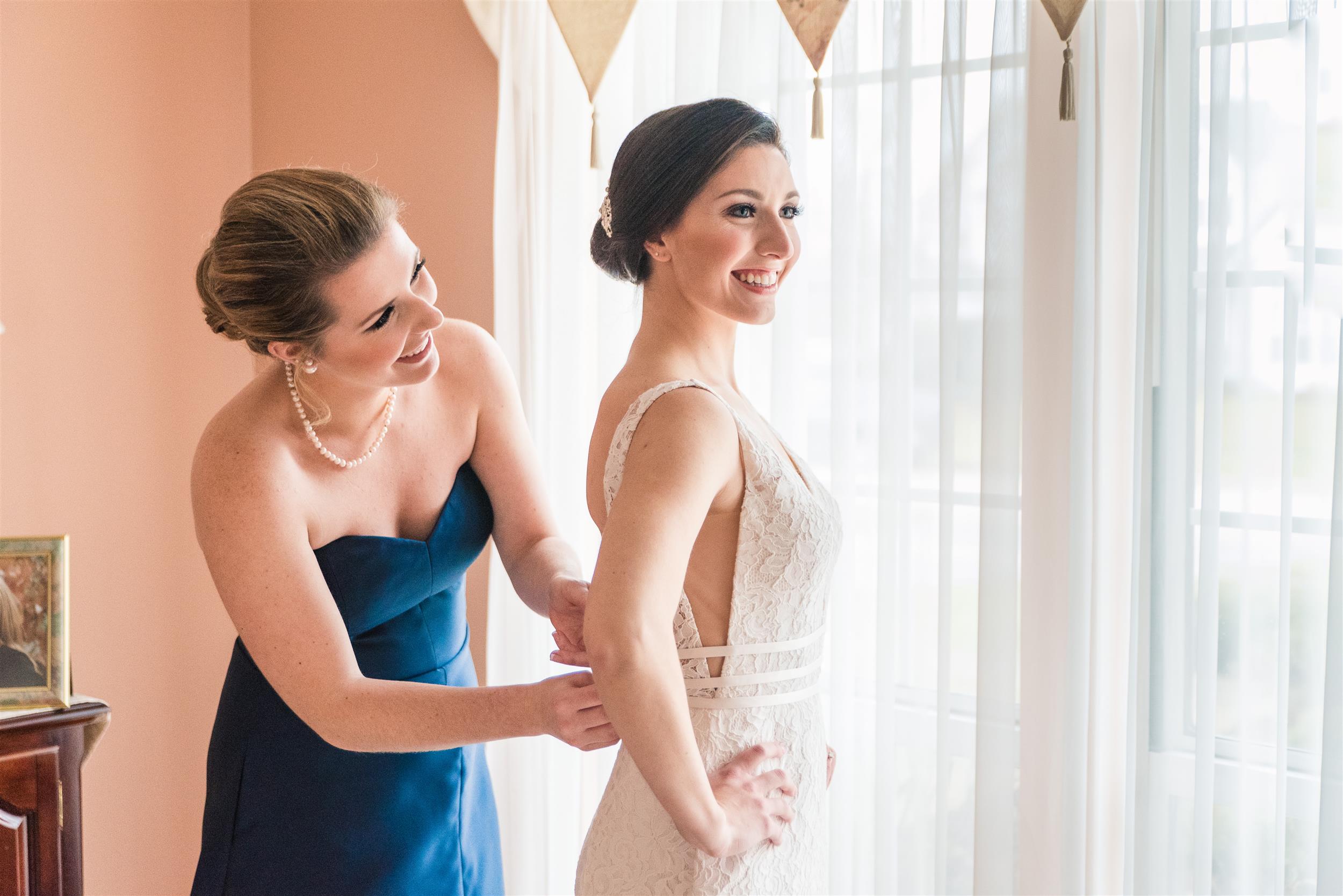 Dessy Real Wedding Photo by Mindy Leigh Photography | Navy Blue Bridesmaid Dresses | Sophia Blue Wedding