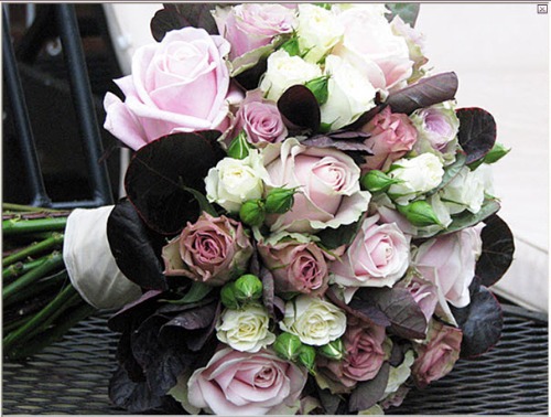 pink and white rose wedding bouquet