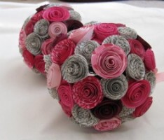 pink and grey paper wedding bouquet