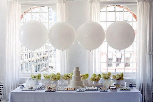 white bridal dessert table