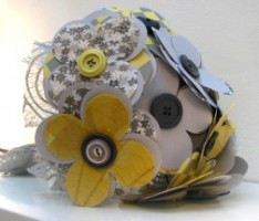 yellow and grey paper bridal bouquet