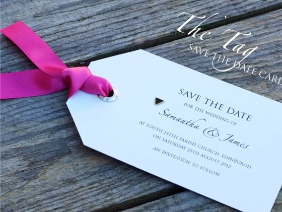 Hot pink save the date card