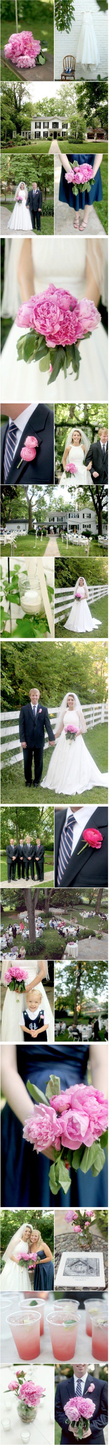 bride with pink peony wedding bouquet