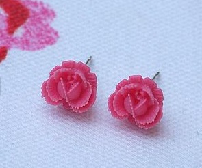 pink rose earrings