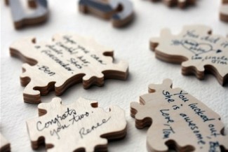 wooden puzzle wedding guestbook idea