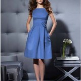 cornflower blue high neckline bridesmaid dress 