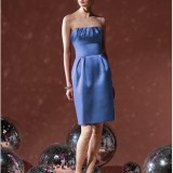 cornflower blue strapless bridesmaid dress