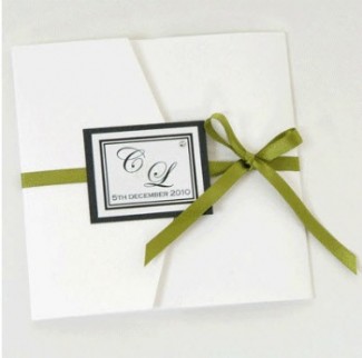 Wedding invitation with green bow
