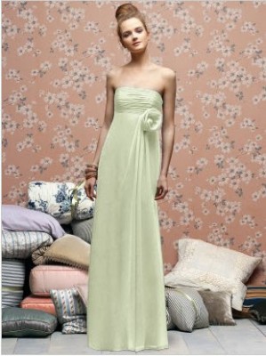 Pale green strapless bridesmaid dress 