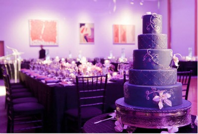purple wedding theme cake