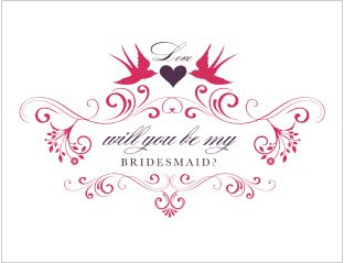 Will you be my bridesmaid card in pink design
