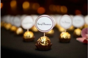 Chocolate place settings via Project Wedding, photograph by Teness Herman chocolate name place settings