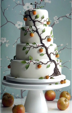 apple decorated wedding cake by Planet Cake wedding cake decorated with apples
