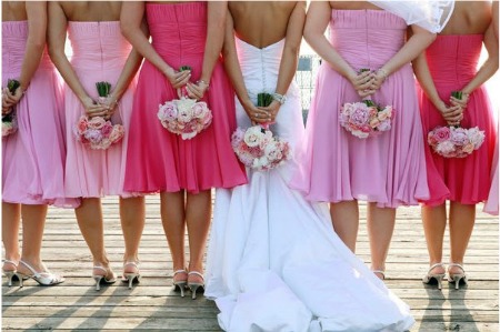 fuchsia and dusky pink bridesmaid dresses