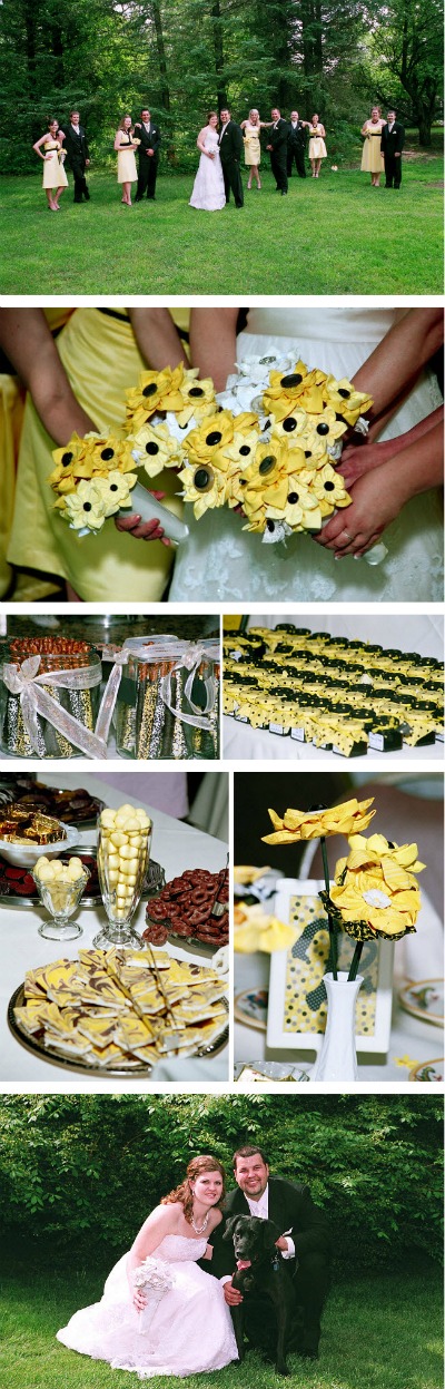 yellow and black themed wedding day 