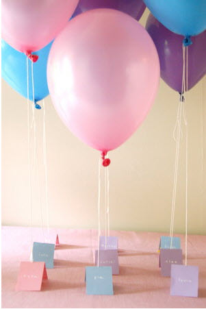 balloon name place settings for weddings