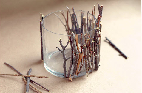 making a twig candle holder 