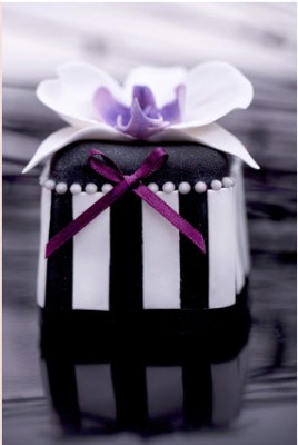 black and white striped mini cake