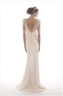 lace wedding dress with deep back