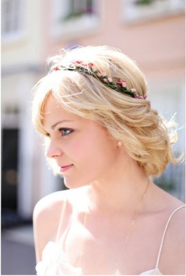 bride with flower hair garland 