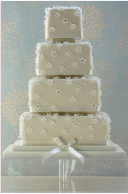 square flower tier wedding cake