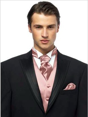 grooms pink cravat and waistcoat 