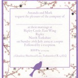 lilac lovebird wedding invitation 