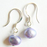 lilac pearl drop earrings