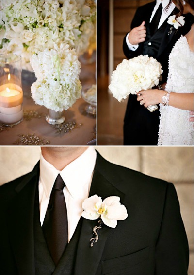 groom with white gardenia buttonhole