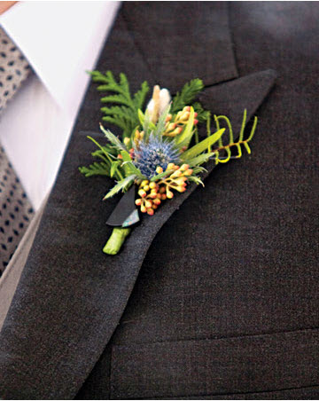 grooms buttonhole with thistle 