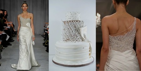Beaded wedding cake by Elizabeth's Cake Emporium