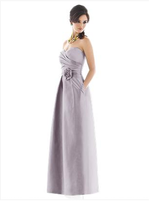 lilac strapless satin bridesmaid dress