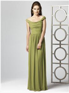 long green bridesmaid dress in chiffon 