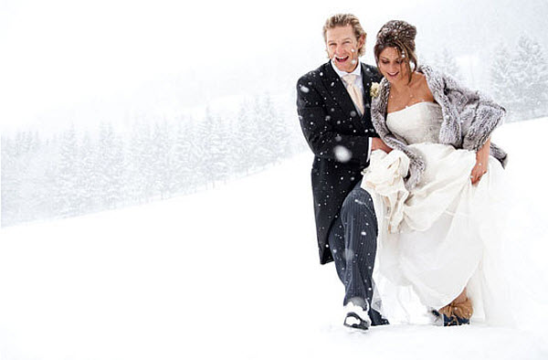 A Winter Wedding in the Alpine Covered Mountains
